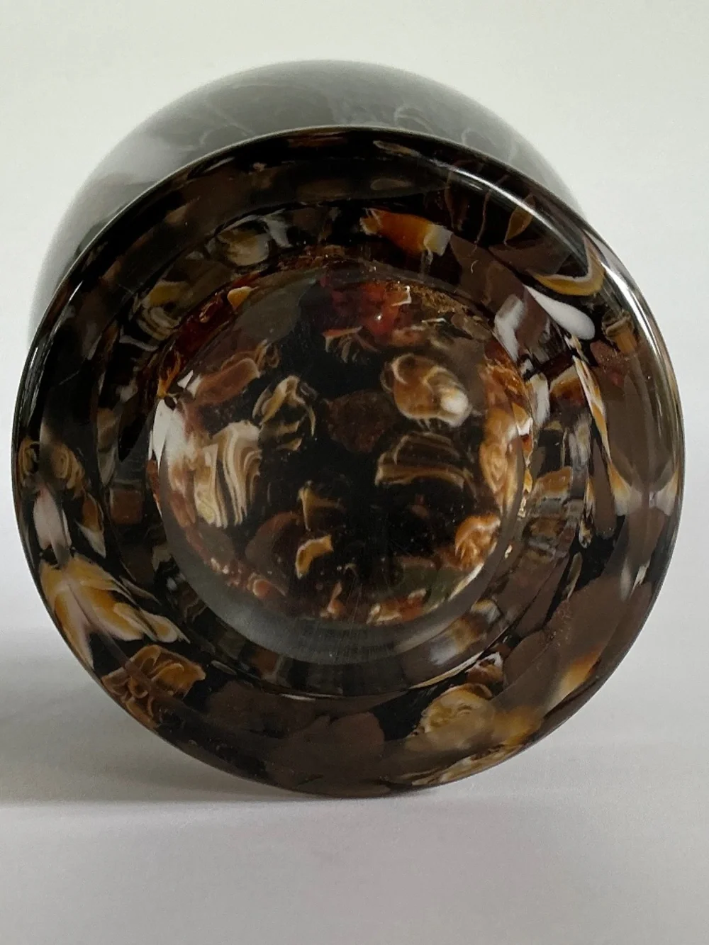 New Stunning Hand-Blown Art Glass Vase Charcoal Amber Black Tortoiseshell Shell
